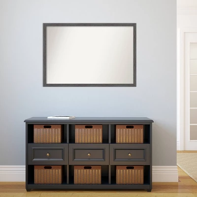 38" X 26" Non-Beveled Pinstripe Plank Gray Thin Bathroom Wall Mirror - Amanti Art 4 38" X 26" Non-Beveled Pinstripe Plank Gray Thin Bathroom Wall Mirror - Amanti Art - Image 4