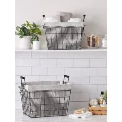 Design Imports Set Of 2 Farmhouse Black Wire Ticking Stripe Liner Baskets Black/White 13 Design Imports Set Of 2 Farmhouse Black Wire Ticking Stripe Liner Baskets Black/White -Chic Household Items GUEST b04b33a5 8e5f 458f 995e 2e18c496c0df
