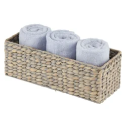 MDesign Natural Woven Water Hyacinth Bathroom Storage Organizer Basket -Chic Household Items GUEST b0937649 0ec7 423c 8749 be847011248b