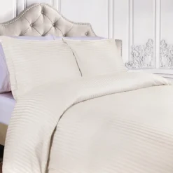 100% Premium Cotton 300 Thread Count Stripe Duvet Cover Set With Pillow Shams By Blue Nile Mills