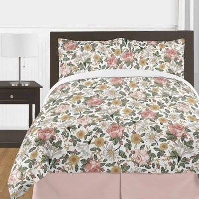 3pc Queen Vintage Floral Bedding Set Pink/Green - Sweet Jojo Designs 2 3pc Queen Vintage Floral Bedding Set Pink/Green - Sweet Jojo Designs - Image 2