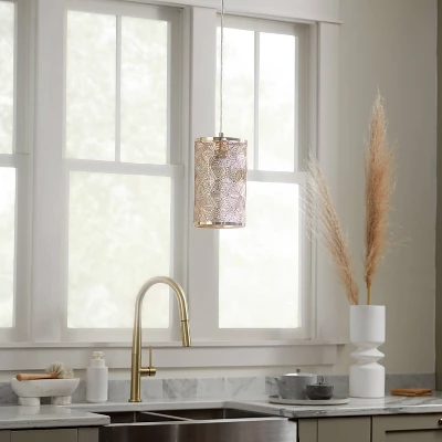 6" 1-Light Madeline Pendant Gold - River Of Goods 1 6" 1-Light Madeline Pendant Gold - River Of Goods