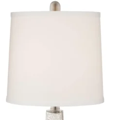 360 Lighting Ledger Modern Accent Table Lamps 21 3/4" High Set Of 2 Mercury Glass With USB Charging Port Off-White Drum Shade For Family Office Desk -Chic Household Items GUEST baa63c87 0390 4cbf 89f3 02d84b8dae0d