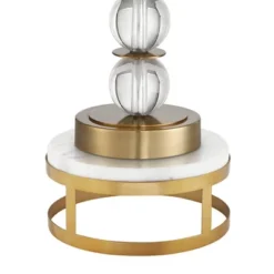 Vienna Full Spectrum Halston Buffet Table Lamp With Round Riser 36 1/4" Tall Crystal Ball Brass Off White Fabric Drum Shade For Bedroom Living Room -Chic Household Items GUEST bc91b0d4 5bab 4bef a5da 39151b4fe501