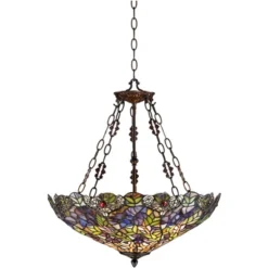 Robert Louis Tiffany Bronze Pendant Chandelier 22" Wide Rustic Floral Garden Stained Glass 3-Light Fixture For Dining Room House Foyer Kitchen Island 12 Robert Louis Tiffany Bronze Pendant Chandelier 22" Wide Rustic Floral Garden Stained Glass 3-Light Fixture For Dining Room House Foyer Kitchen Island -Chic Household Items GUEST bd5bf1f9 481c 42b4 9a55 fdd968d0b2e1