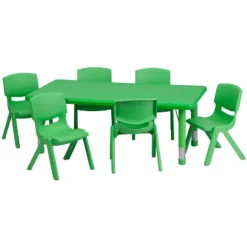 Flash Furniture 24"W X 48"L Rectangular Plastic Height Adjustable Activity Table Set With 6 Chairs 19 Flash Furniture 24"W X 48"L Rectangular Plastic Height Adjustable Activity Table Set With 6 Chairs -Chic Household Items GUEST be0d274c 1eb8 4993 bcdd 2f0819ea2da9 1