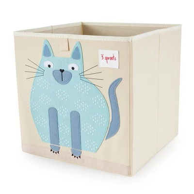 3 Sprouts Large 13 Inch Square Children's Foldable Fabric Storage Cube Organizer Box Soft Toy Bin 2 Piece Bundle With Blue Cat, Blue Peacock Designs 1 3 Sprouts Large 13 Inch Square Children's Foldable Fabric Storage Cube Organizer Box Soft Toy Bin 2 Piece Bundle With Blue Cat, Blue Peacock Designs