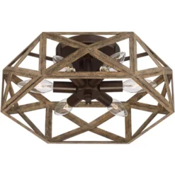 Possini Euro Design Moorcroft Modern Farmhouse Ceiling Light Semi Flush Mount Fixture 14 1/2" Wide Dark Wood Bronze 6-Light Hexagon Frame For Bedroom 13 Possini Euro Design Moorcroft Modern Farmhouse Ceiling Light Semi Flush Mount Fixture 14 1/2" Wide Dark Wood Bronze 6-Light Hexagon Frame For Bedroom -Chic Household Items GUEST c6b6a93f 9066 4008 993a 71d79b906b13
