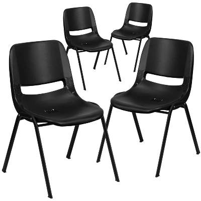 Flash Furniture 4 Pack HERCULES Series 440 Lb. Capacity Kid's Ergonomic Shell Stack Chair With 14" Seat Height 3 Flash Furniture 4 Pack HERCULES Series 440 Lb. Capacity Kid's Ergonomic Shell Stack Chair With 14" Seat Height - Image 3