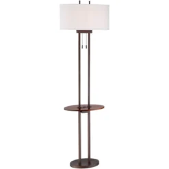 Franklin Iron Works Rustic Industrial Farmhouse Floor Lamps With Tray Table USB Port 62" Tall Set Of 2 Bronze Walnut Linen Shade For Living Room 11 Franklin Iron Works Rustic Industrial Farmhouse Floor Lamps With Tray Table USB Port 62" Tall Set Of 2 Bronze Walnut Linen Shade For Living Room -Chic Household Items GUEST c7ac850a 7bd2 4851 aa29 4e38fb94ad8d