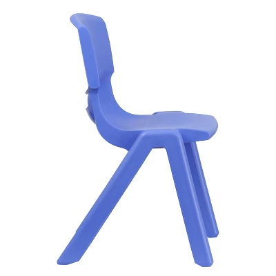Emma And Oliver 4 Pack Blue Plastic Stack School Chair With 15.5"H Seat, 3rd-7th School Chair 7 Emma And Oliver 4 Pack Blue Plastic Stack School Chair With 15.5"H Seat, 3rd-7th School Chair - Image 7