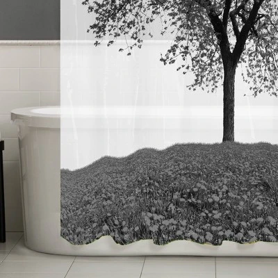 13pc Arbor PEVA Shower Curtain And Rings Set Black - Zenna Home 5 13pc Arbor PEVA Shower Curtain And Rings Set Black - Zenna Home - Image 5