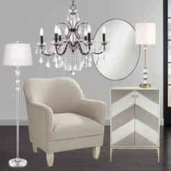 Vienna Full Spectrum DeMallo Dark Bronze Chandelier 26" Wide French Scroll Arm Clear Crystal 6-Light Fixture For Dining Room Home Foyer Kitchen Island -Chic Household Items GUEST cdae09d7 6635 4b46 a436 d85ec86d3502