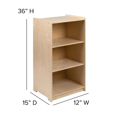 Flash Furniture Wooden 3 Section School Classroom Storage Cabinet For Commercial Or Home Use - Safe, Kid Friendly Design - 36"H (Natural) 4 Flash Furniture Wooden 3 Section School Classroom Storage Cabinet For Commercial Or Home Use - Safe, Kid Friendly Design - 36"H (Natural) - Image 4