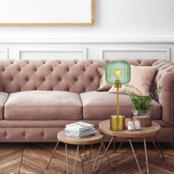 21" Jasmine Globe Shade Table Lamp Green - River Of Goods -Chic Household Items GUEST d2354186 bd27 47e9 8d48 882bc0f9e18f