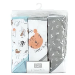 Hudson Baby Unisex Cotton Rich Hooded Towels, Alphabet, One Size