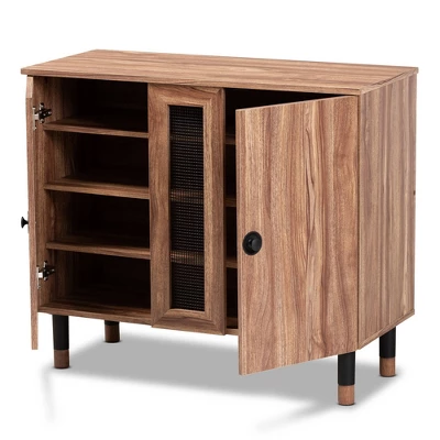 2 Door Valina Wood Entryway Shoe Storage Cabinet Brown - Baxton Studio 9 2 Door Valina Wood Entryway Shoe Storage Cabinet Brown - Baxton Studio - Image 9