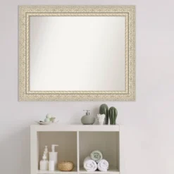 34" X 28" Non-Beveled Fair Baroque Wood Bathroom Wall Mirror Cream - Amanti Art -Chic Household Items GUEST d8f69b7b fd5e 4124 aa02 e16d62e2e22d