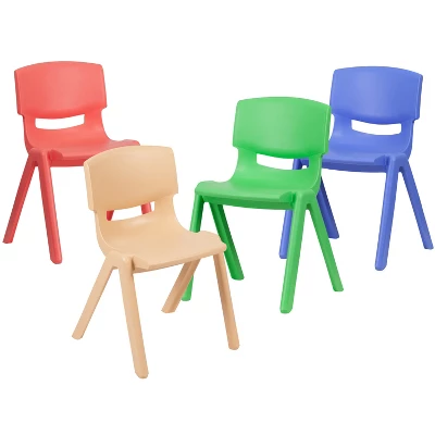 Emma And Oliver 4 Pack Plastic Stackable K-2 School Chair With 13.25"H Seat 14 Emma And Oliver 4 Pack Plastic Stackable K-2 School Chair With 13.25"H Seat - Image 14