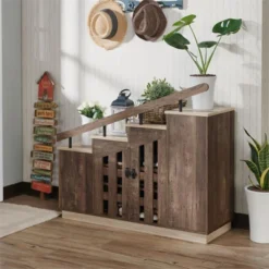 Barstead Wood Staircase Shoe Cabinet In Reclaimed Oak - Furniture Of America -Chic Household Items GUEST d98baba4 c2be 4841 86b2 151ee6d09f26