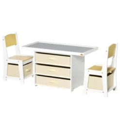 Qaba 3-in-1 Activity Table And Chair Set, Modern Kids Writing Desk Set, Bricks And Roads Style Table And Chair Set, 3pc Total, White 7 Qaba 3-in-1 Activity Table And Chair Set, Modern Kids Writing Desk Set, Bricks And Roads Style Table And Chair Set, 3pc Total, White -Chic Household Items GUEST da84bcfb bb7c 476f 90be 937af614539f