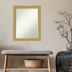 Amanti Art Grace Brushed Gold Petite Bevel Bathroom Wall Mirror 27.5 X 21.5 In. -Chic Household Items GUEST db5da31b ce2d 4225 8b10 70fdda39edc3