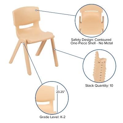 Emma And Oliver 4 Pack Plastic Stackable K-2 School Chair With 13.25"H Seat 10 Emma And Oliver 4 Pack Plastic Stackable K-2 School Chair With 13.25"H Seat - Image 10