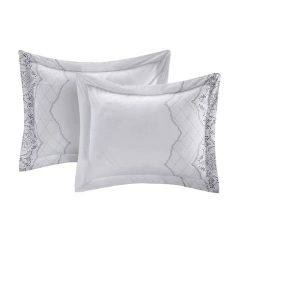 Chic Home Design Queen 8pc Gratia Comforter & Sham Set White 2 Chic Home Design Queen 8pc Gratia Comforter & Sham Set White - Image 2