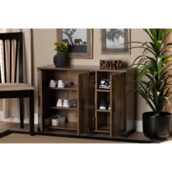 3 Door Cyrille Wood Shoe Cabinet Brown - Baxton Studio 15 3 Door Cyrille Wood Shoe Cabinet Brown - Baxton Studio -Chic Household Items GUEST e69a7cc8 83cc 4b03 a376 2c8b26b78da4