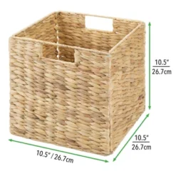 MDesign Large Woven Hyacinth Home Storage Basket For Cube Furniture, 2 Pack -Chic Household Items GUEST edb636a3 90db 4b05 b965 f6afb0630a29
