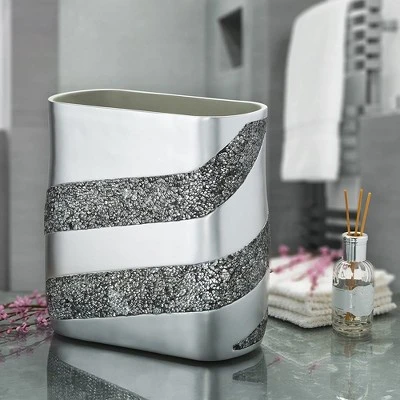Creative Scents Silver Mosaic 6 Piece Bathroom Accessories Set 2 Creative Scents Silver Mosaic 6 Piece Bathroom Accessories Set - Image 2