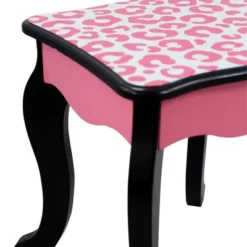 Fashion Leopard Prints Gisele Play Wooden Vanity Set Pink / Black - Teamson Kids -Chic Household Items GUEST f050d564 4cd2 4618 9bbe dede3daf9263