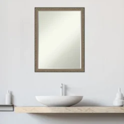 Amanti Art Parisian Silver Petite Bevel Wood Bathroom Wall Mirror 26 X 20 In. -Chic Household Items GUEST f561916b 8cc7 4fe5 8886 56e70d8fb6d2
