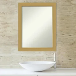 Amanti Art Grace Brushed Gold Petite Bevel Bathroom Wall Mirror 27.5 X 21.5 In. -Chic Household Items GUEST f579ce3b c3e0 40f7 afde add4613c0b00
