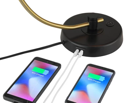 Possini Euro Design Modern Mid Century Desk Lamp 28 1/2" Tall Warm Gold Black With Dual USB Charging Ports For Bedroom Living Room Office Reading Home 4 Possini Euro Design Modern Mid Century Desk Lamp 28 1/2" Tall Warm Gold Black With Dual USB Charging Ports For Bedroom Living Room Office Reading Home - Image 4