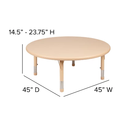 Flash Furniture 45" Round Plastic Height Adjustable Activity Table 5 Flash Furniture 45" Round Plastic Height Adjustable Activity Table - Image 5